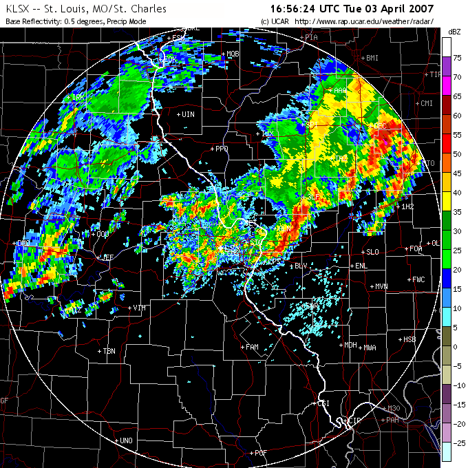 St. Louis radar image, from around the time the first picture above was
